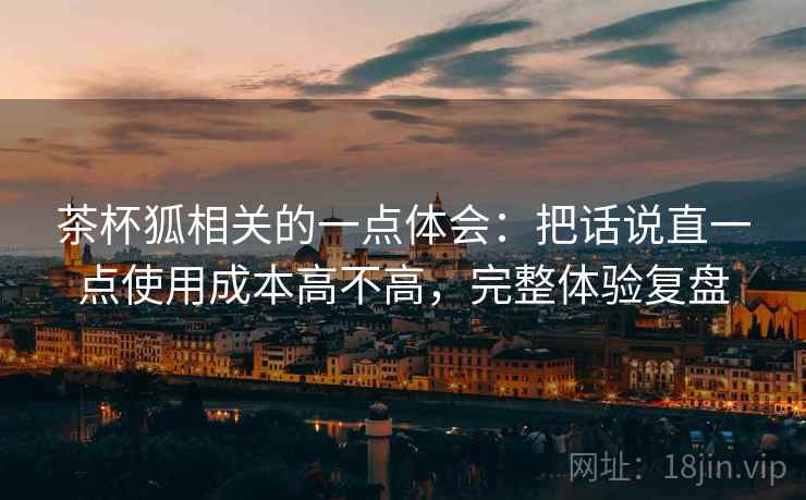 茶杯狐相关的一点体会：把话说直一点使用成本高不高，完整体验复盘