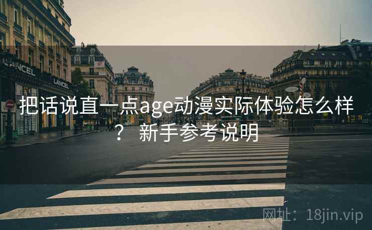 把话说直一点age动漫实际体验怎么样？ 新手参考说明